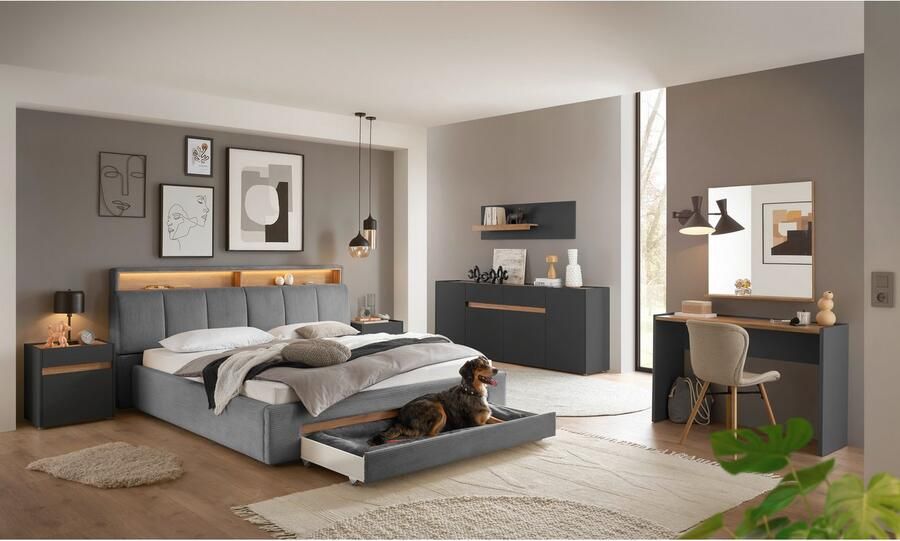 INOSIGN Gestoffeerd bed CiTY GiRON gepolsterd opbergbed met LED-verlichting Bedkisten met hondenbed of als opbergruimte opklapbare hoofdeinden - Foto 9