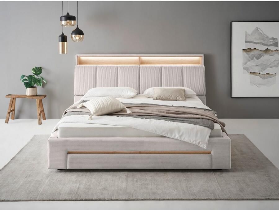 INOSIGN Gestoffeerd bed CiTY GiRON gepolsterd opbergbed met LED-verlichting Bedkisten met hondenbed of als opbergruimte opklapbare hoofdeinden - Foto 2