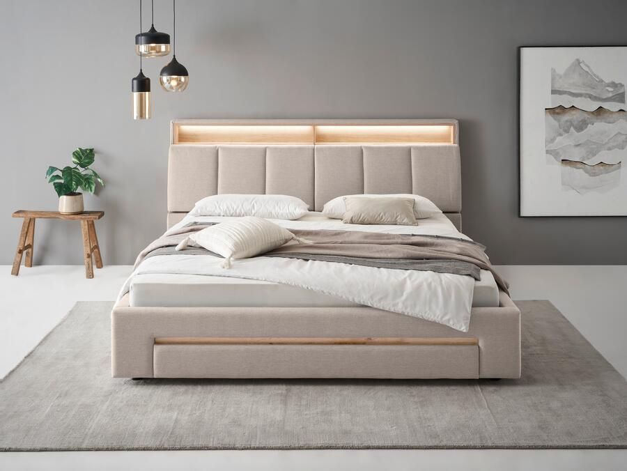 INOSIGN Gestoffeerd bed CiTY GiRON gepolsterd opbergbed met LED-verlichting Bedkisten met hondenbed of als opbergruimte opklapbare hoofdeinden - Foto 2