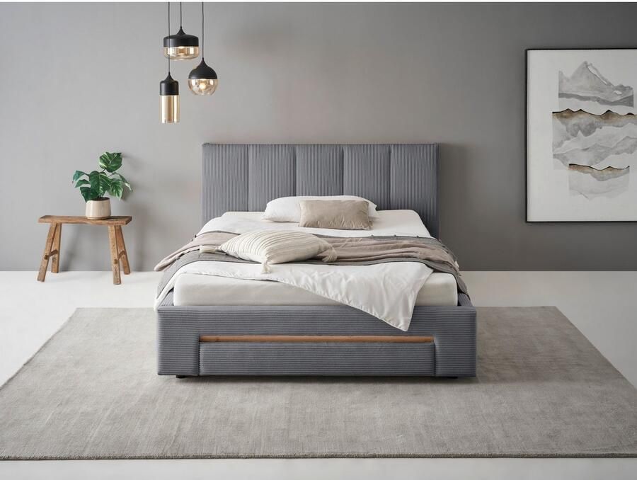 INOSIGN Gestoffeerd bed CiTY GiRON bedframe met bedlade gestoffeerd opbergbed met hondenbed of opberglade bekleding van corduroy of linnenlook - Foto 3