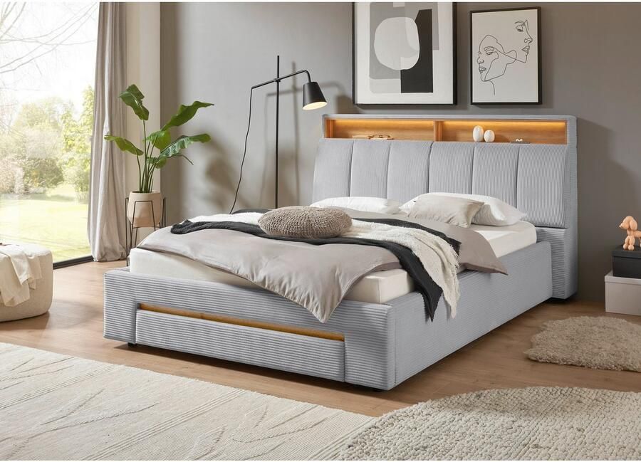 INOSIGN Gestoffeerd bed CiTY GiRON gepolsterd opbergbed met LED-verlichting Bedkisten met hondenbed of als opbergruimte opklapbare hoofdeinden - Foto 6