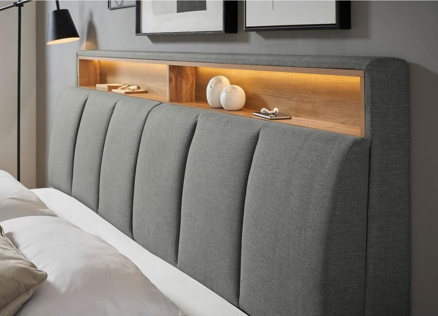 INOSIGN Gestoffeerd bed CiTY GiRON gepolsterd opbergbed met LED-verlichting Bedkisten met hondenbed of als opbergruimte opklapbare hoofdeinden - Foto 6