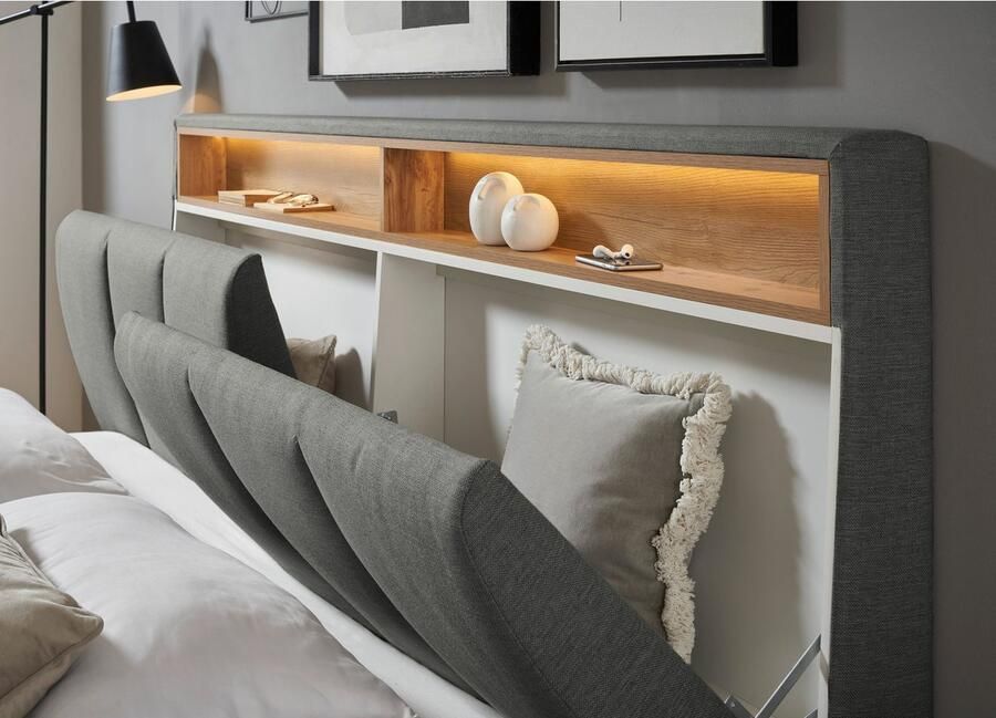 INOSIGN Gestoffeerd bed CiTY GiRON gepolsterd opbergbed met LED-verlichting Bedkisten met hondenbed of als opbergruimte opklapbare hoofdeinden - Foto 7