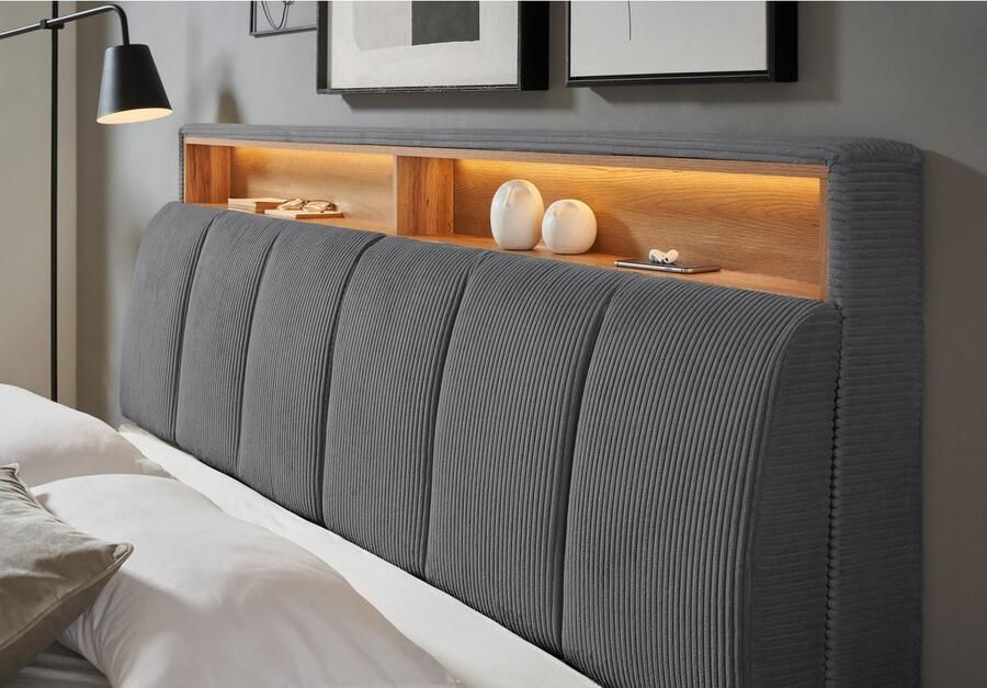 INOSIGN Gestoffeerd bed CiTY GiRON gepolsterd opbergbed met LED-verlichting Bedkisten met hondenbed of als opbergruimte opklapbare hoofdeinden - Foto 2