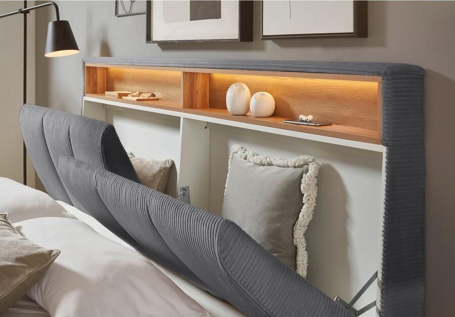 INOSIGN Gestoffeerd bed CiTY GiRON gepolsterd opbergbed met LED-verlichting Bedkisten met hondenbed of als opbergruimte opklapbare hoofdeinden - Foto 3