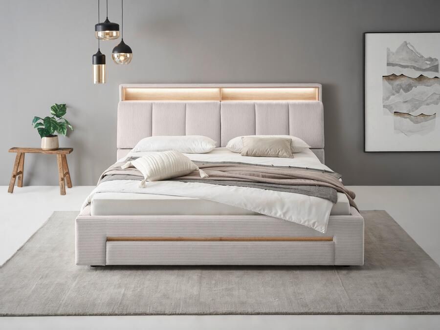 INOSIGN Gestoffeerd bed CiTY GiRON gepolsterd opbergbed met LED-verlichting Bedkisten met hondenbed of als opbergruimte opklapbare hoofdeinden - Foto 2