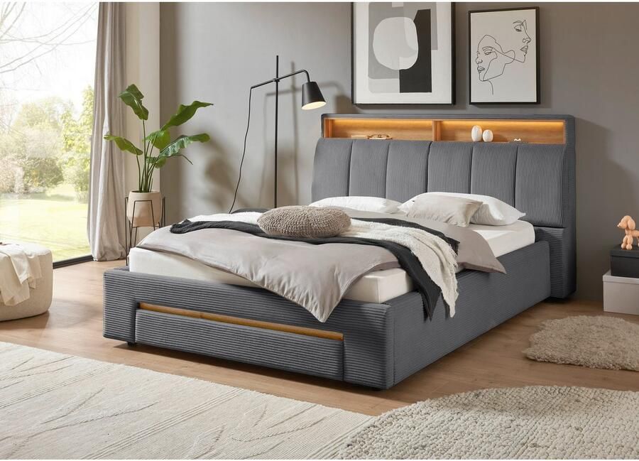 INOSIGN Gestoffeerd bed CiTY GiRON gepolsterd opbergbed met LED-verlichting Bedkisten met hondenbed of als opbergruimte opklapbare hoofdeinden - Foto 5