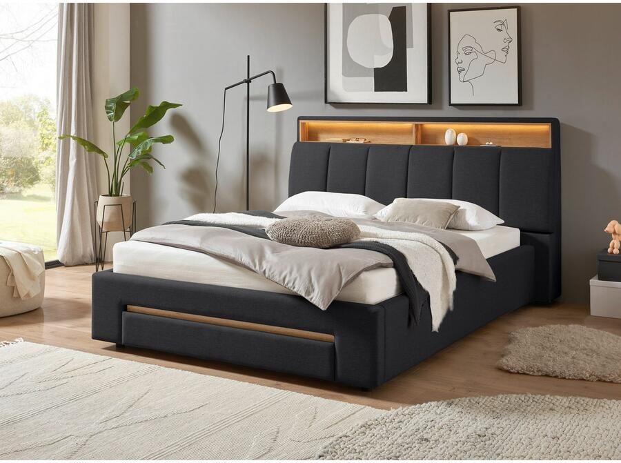 INOSIGN Gestoffeerd bed CiTY GiRON gepolsterd opbergbed met LED-verlichting Bedkisten met hondenbed of als opbergruimte opklapbare hoofdeinden - Foto 3