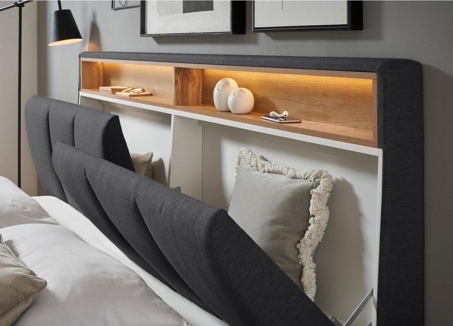 INOSIGN Gestoffeerd bed CiTY GiRON gepolsterd opbergbed met LED-verlichting Bedkisten met hondenbed of als opbergruimte opklapbare hoofdeinden - Foto 4