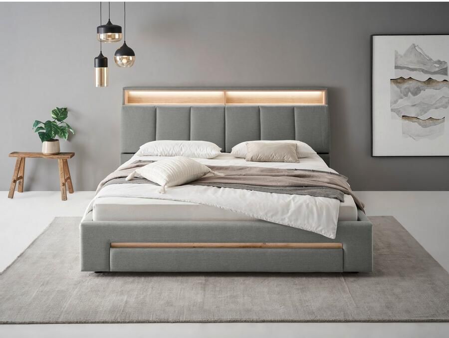 INOSIGN Gestoffeerd bed CiTY GiRON gepolsterd opbergbed met LED-verlichting Bedkisten met hondenbed of als opbergruimte opklapbare hoofdeinden - Foto 2