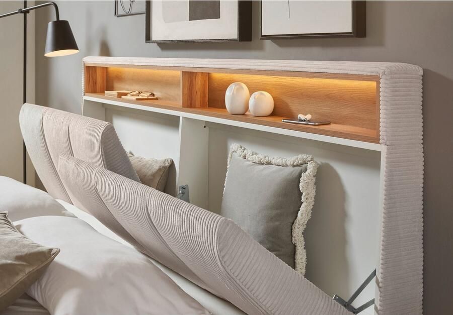 INOSIGN Gestoffeerd bed CiTY GiRON gepolsterd opbergbed met LED-verlichting Bedkisten met hondenbed of als opbergruimte opklapbare hoofdeinden - Foto 9