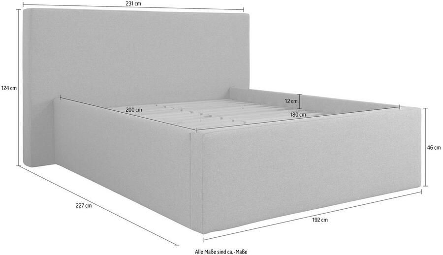 INOSIGN Gestoffeerd bed DALINA rechtlijnig hoofdbord in 5 breedten ook in 220 cm lengte - Foto 6