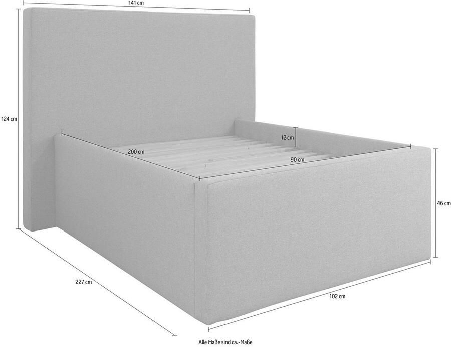 INOSIGN Gestoffeerd bed DALINA rechtlijnig hoofdbord in 5 breedten ook in 220 cm lengte - Foto 5