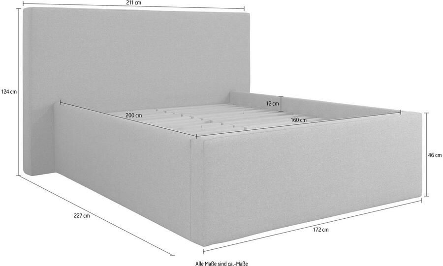 INOSIGN Gestoffeerd bed DALINA rechtlijnig hoofdbord in 5 breedten ook in 220 cm lengte - Foto 7
