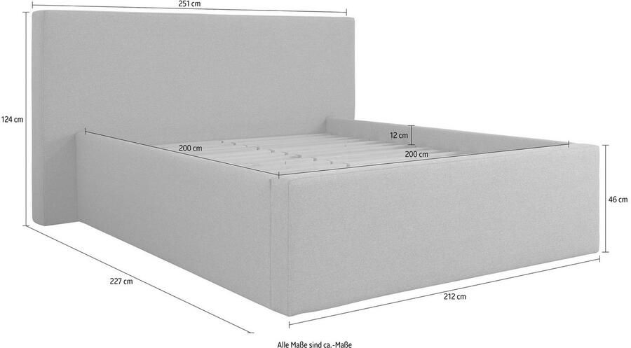 INOSIGN Gestoffeerd bed DALINA rechtlijnig hoofdbord in 5 breedten ook in 220 cm lengte - Foto 8