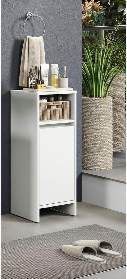 INOSIGN Halfhoge kast Banta Badkommode met 2-kleurige rand in wit grijs Flexibele deurmontage (1 stuk) - Foto 3