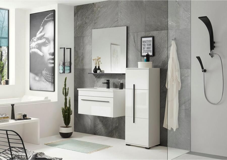 INOSIGN Halfhoge kast Cantara badkamerkast in hoogglans wit kast in modern ontwerp - Foto 5