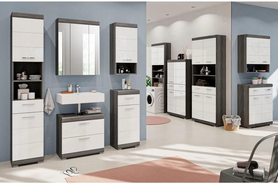 INOSIGN Halfhoge kast Siena breedte 74 cm 4 deuren 1 lade 4 vakken MDF-front in verschillende kleuren verkrijgbaar badkamermeubels badkamerkast kast badkamer - Foto 5