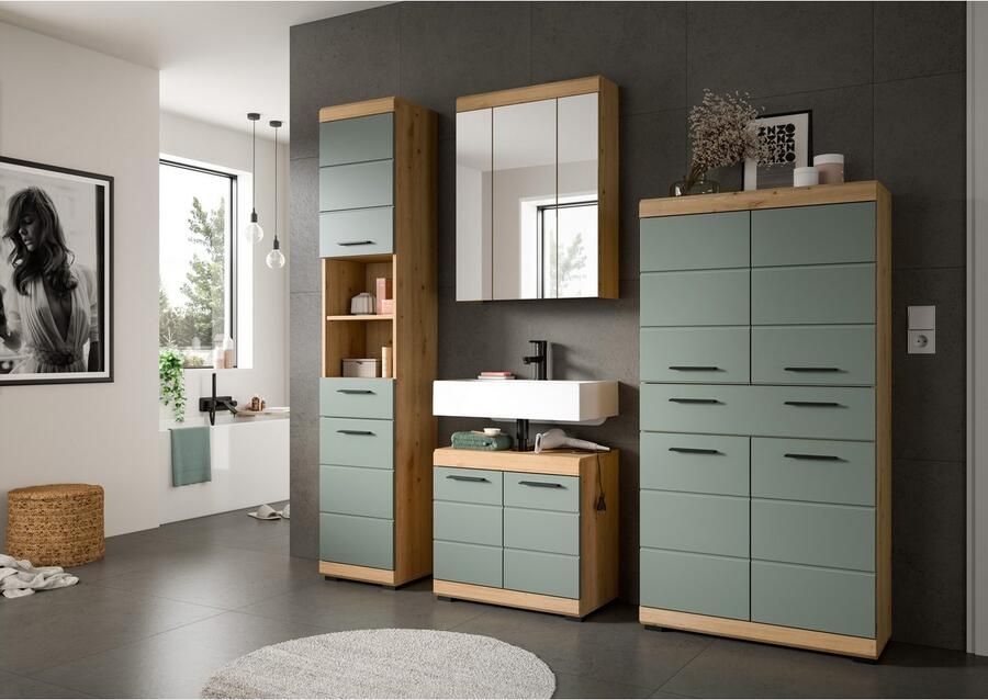 INOSIGN Halfhoge kast Siena breedte 74 cm 4 deuren 1 lade 4 vakken MDF-front in verschillende kleuren verkrijgbaar badkamermeubels badkamerkast kast badkamer - Foto 3
