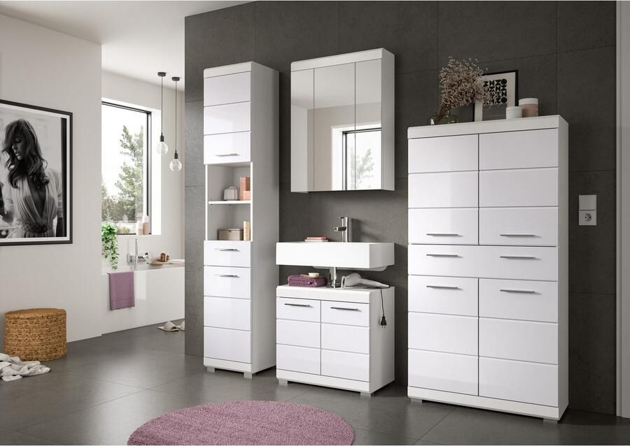 INOSIGN Halfhoge kast Siena breedte 74 cm 4 deuren 1 lade 4 vakken MDF-front in verschillende kleuren verkrijgbaar badkamermeubels badkamerkast kast badkamer - Foto 4