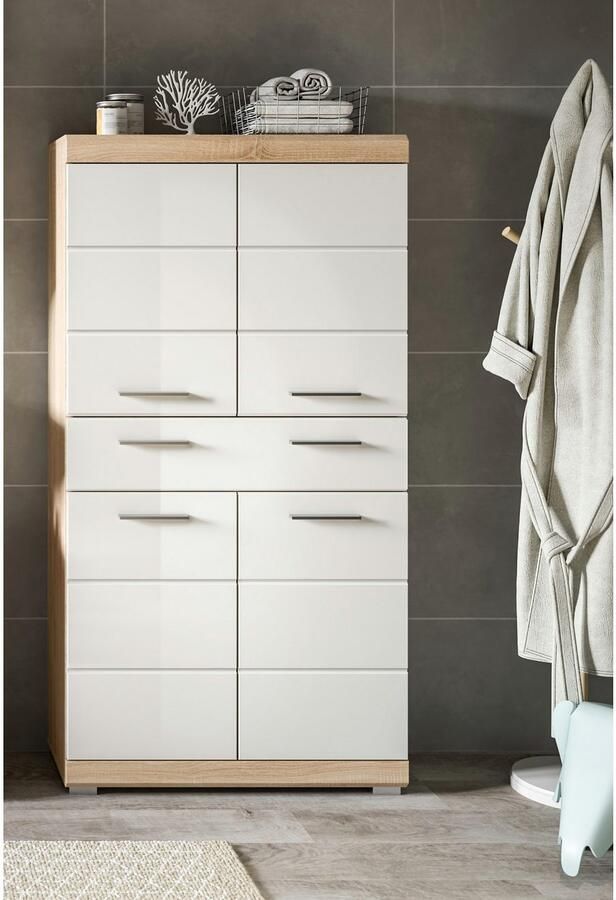 INOSIGN Halfhoge kast Siena breedte 74 cm 4 deuren 1 lade 4 vakken MDF-front in verschillende kleuren verkrijgbaar badkamermeubels badkamerkast kast badkamer - Foto 7