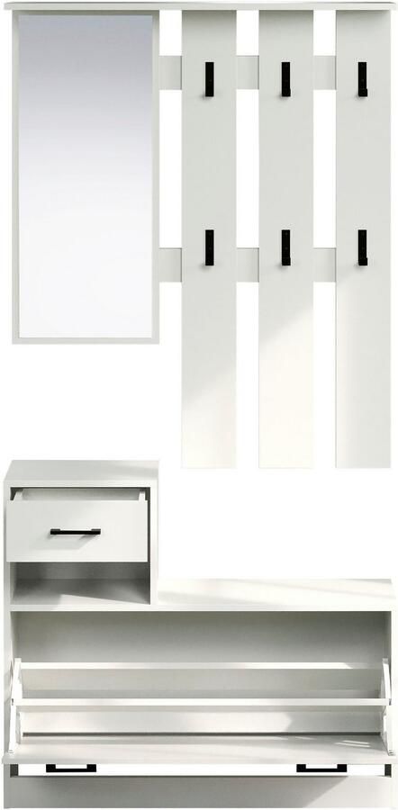 INOSIGN Halmeubelset Basel Schoenopberger met schoenendoos paneel met spiegel en haken (complete set 2 stuks) - Foto 8