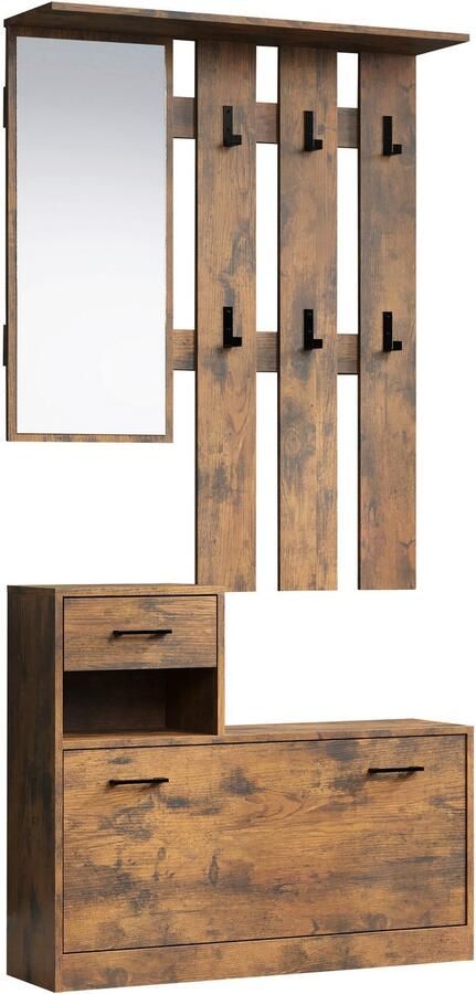 INOSIGN Halmeubelset Basel Schoenopberger met schoenendoos paneel met spiegel en haken (complete set 2 stuks) - Foto 7