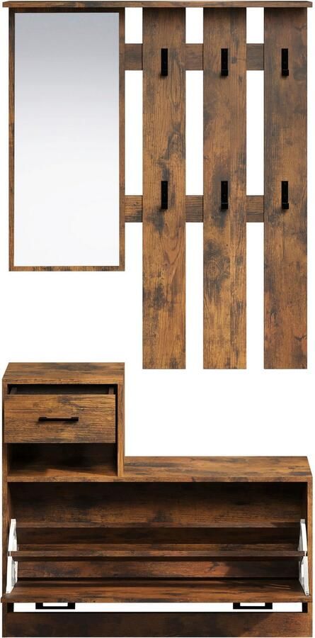 INOSIGN Halmeubelset Basel Schoenopberger met schoenendoos paneel met spiegel en haken (complete set 2 stuks) - Foto 5