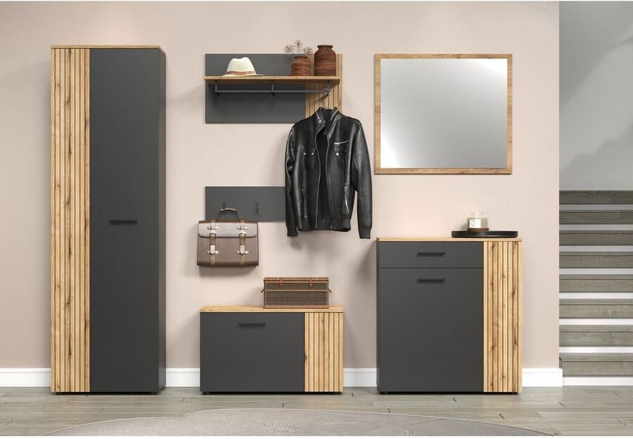 INOSIGN Halmeubelset Estepona Garderobemeubel met ribbelontwerp afmetingen (B D H) 250 36 195 cm (complete set 6 stuks) - Foto 5