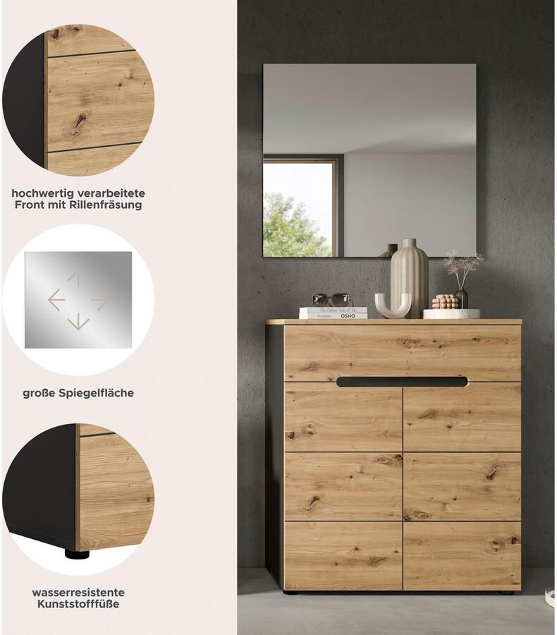 INOSIGN Halmeubelset Garderobecombinatie Rehat breedte 80 cm in basalt grijs Artisan eiken (2-delig) - Foto 5