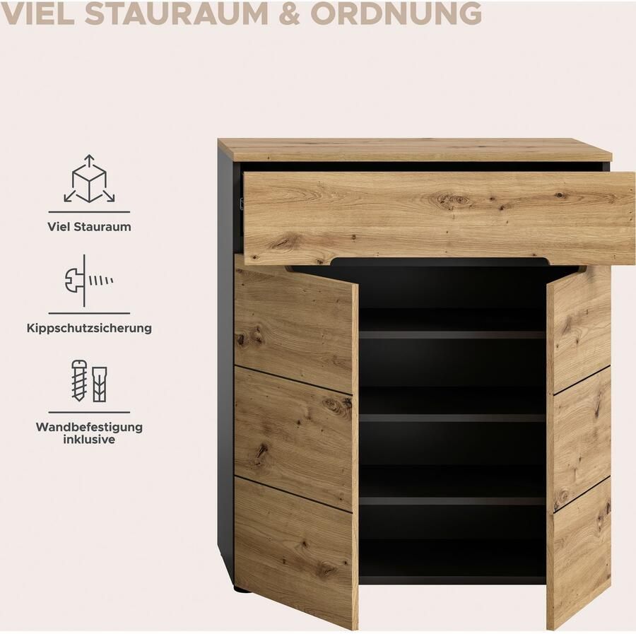 INOSIGN Halmeubelset Garderobecombinatie Rehat breedte 175cm in basalt grijs Artisan eiken (4 stuks) - Foto 3