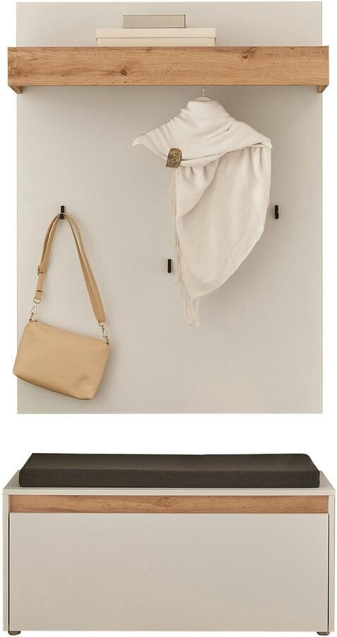 INOSIGN Halmeubelset GIRON CiTY moderne garderobe complete set met veel opbergruimte bevat garderobe paneel & schoenenbank incl. zitkussen 100 cm breed (complete set 2 stuks) - Foto 10