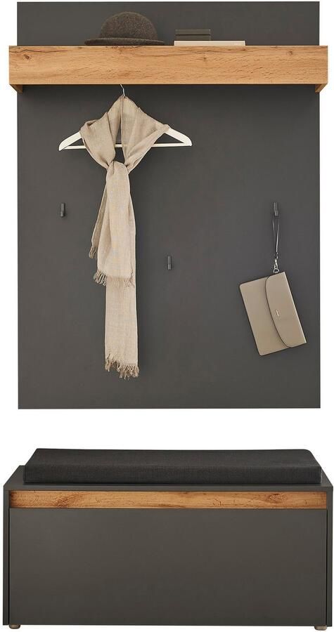 INOSIGN Halmeubelset GIRON CiTY moderne garderobe complete set met veel opbergruimte bevat garderobe paneel & schoenenbank incl. zitkussen 100 cm breed (complete set 2 stuks) - Foto 10