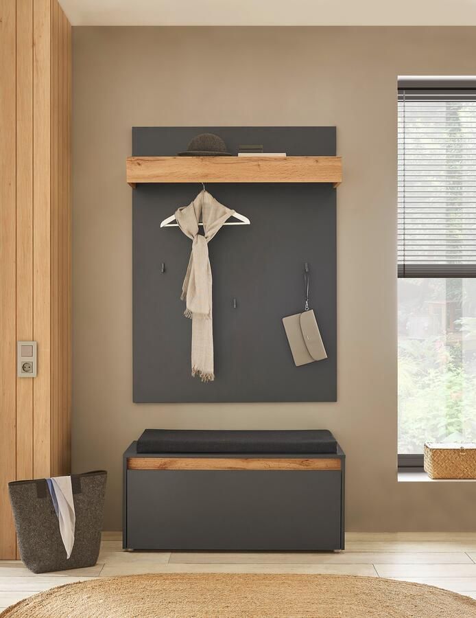 INOSIGN Halmeubelset GIRON CiTY moderne garderobe complete set met veel opbergruimte bevat garderobe paneel & schoenenbank incl. zitkussen 100 cm breed (complete set 2 stuks) - Foto 5