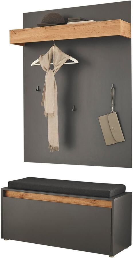 INOSIGN Halmeubelset GIRON CiTY moderne garderobe complete set met veel opbergruimte bevat garderobe paneel & schoenenbank incl. zitkussen 100 cm breed (complete set 2 stuks) - Foto 9