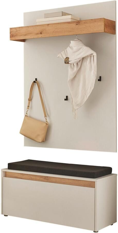 INOSIGN Halmeubelset GIRON CiTY moderne garderobe complete set met veel opbergruimte bevat garderobe paneel & schoenenbank incl. zitkussen 100 cm breed (complete set 2 stuks) - Foto 9