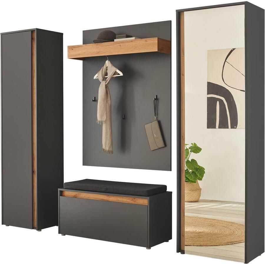 INOSIGN Halmeubelset GIRON CiTY moderne garderobe complete set met veel opbergruimte (complete set 4 stuks)