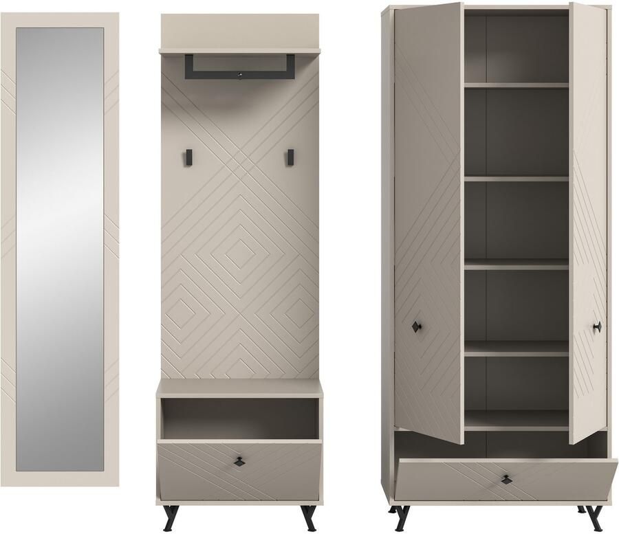 INOSIGN Halmeubelset Mento 4-delig ornamentfrezing in de front bestaande uit: (set 4-delig) - Foto 3