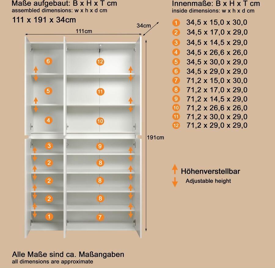 INOSIGN Halmeubelset NOVARA Multifunctionele kast 2 enkele kasten: 1x breedte 37cm 1x breedte 74 cm - Foto 6