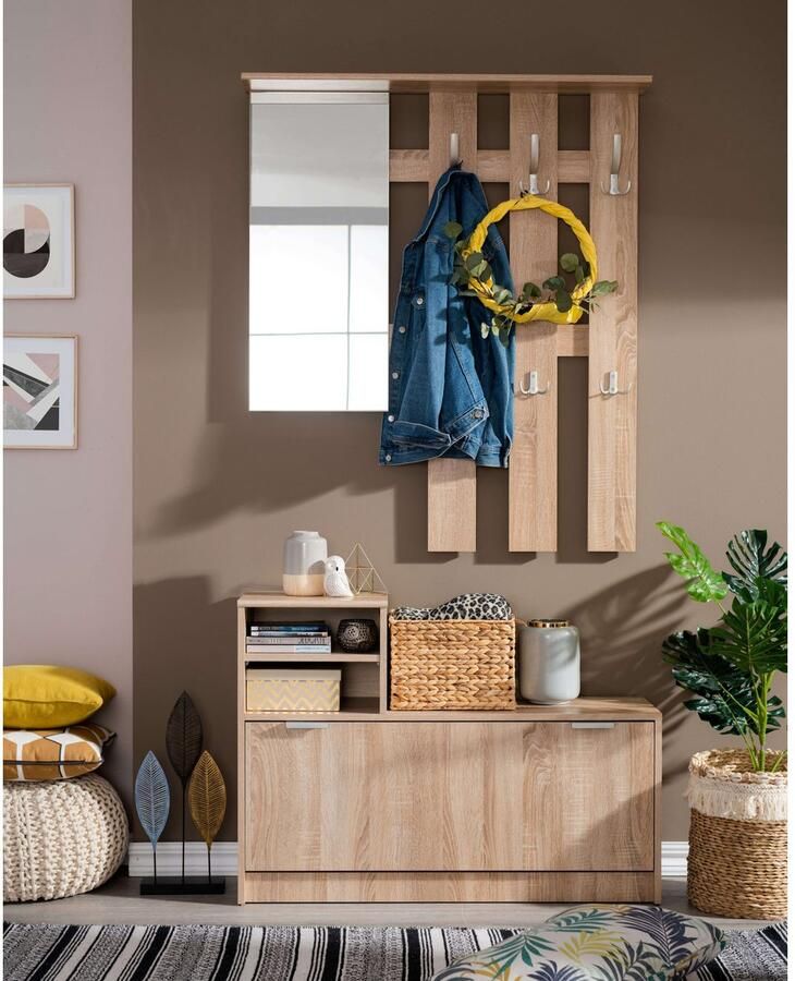 INOSIGN Halmeubelset Ravenna halgarderobe dielenkast compacte garderobe breedte 100 cm (complete set 2-delig)