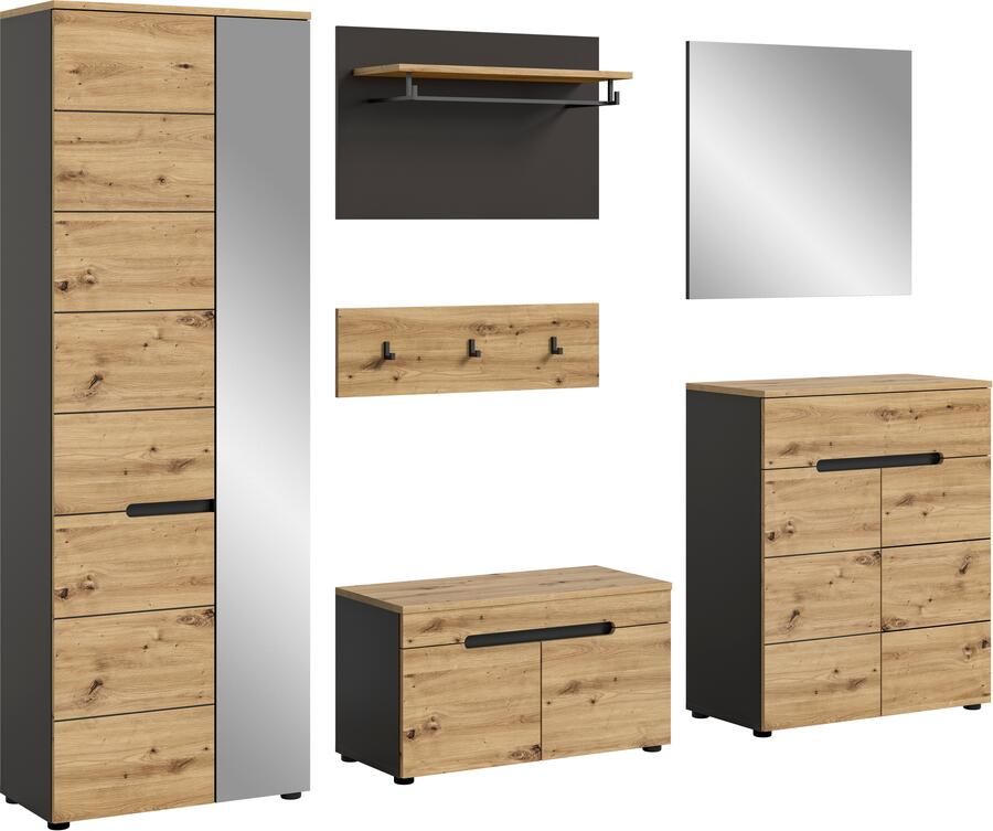 INOSIGN Halmeubelset Rehat garderobekombinatie breedte 255 cm 6-delige hal garderobe set met veel opbergruimte hal meubels (6 stuks) - Foto 13