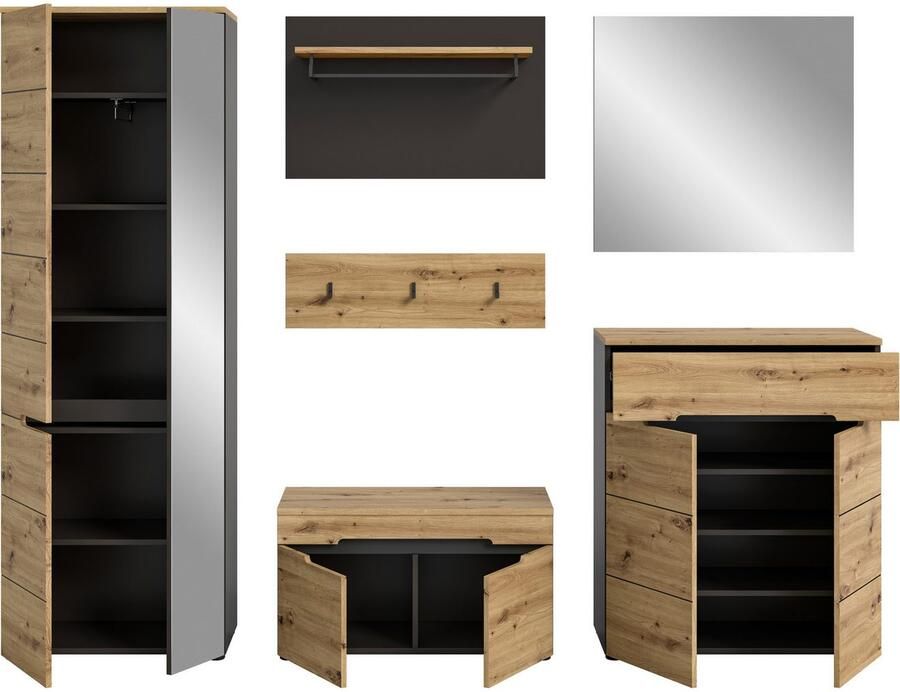 INOSIGN Halmeubelset Rehat garderobekombinatie breedte 255 cm 6-delige hal garderobe set met veel opbergruimte hal meubels (6 stuks) - Foto 8