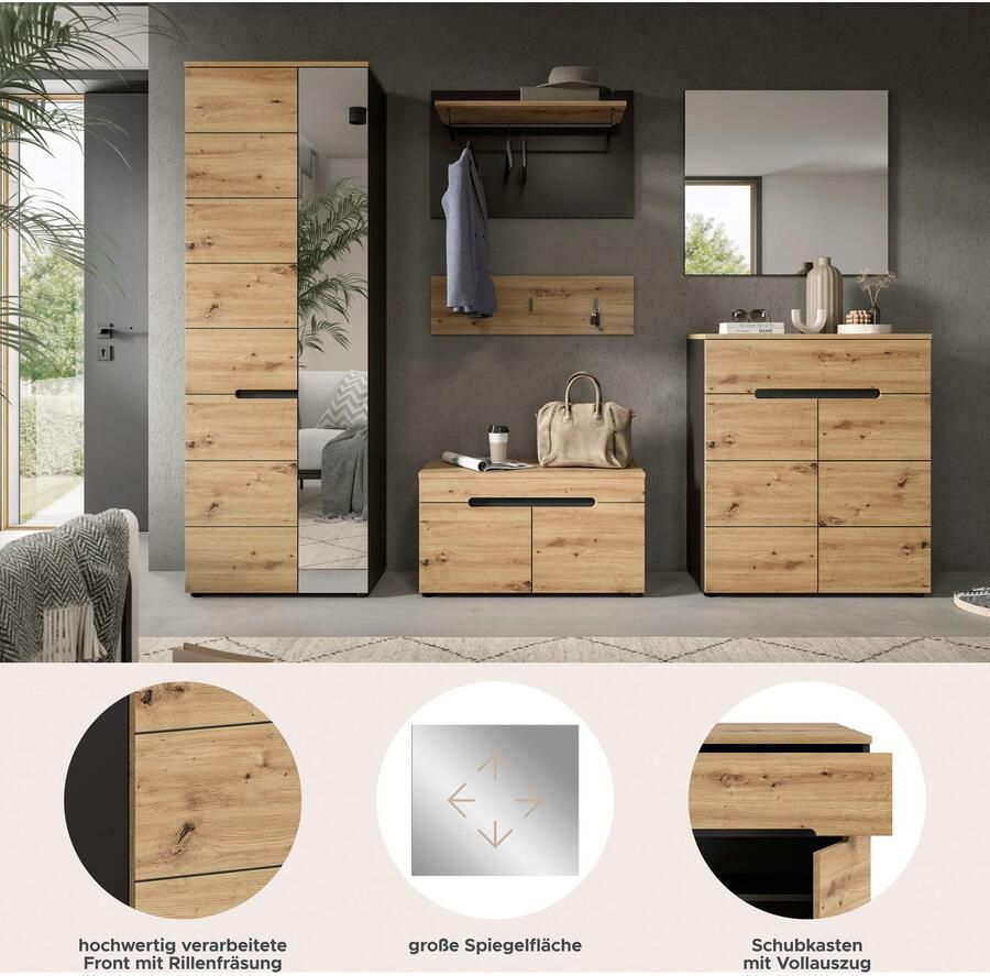 INOSIGN Halmeubelset Rehat garderobekombinatie breedte 255 cm 6-delige hal garderobe set met veel opbergruimte hal meubels (6 stuks) - Foto 5