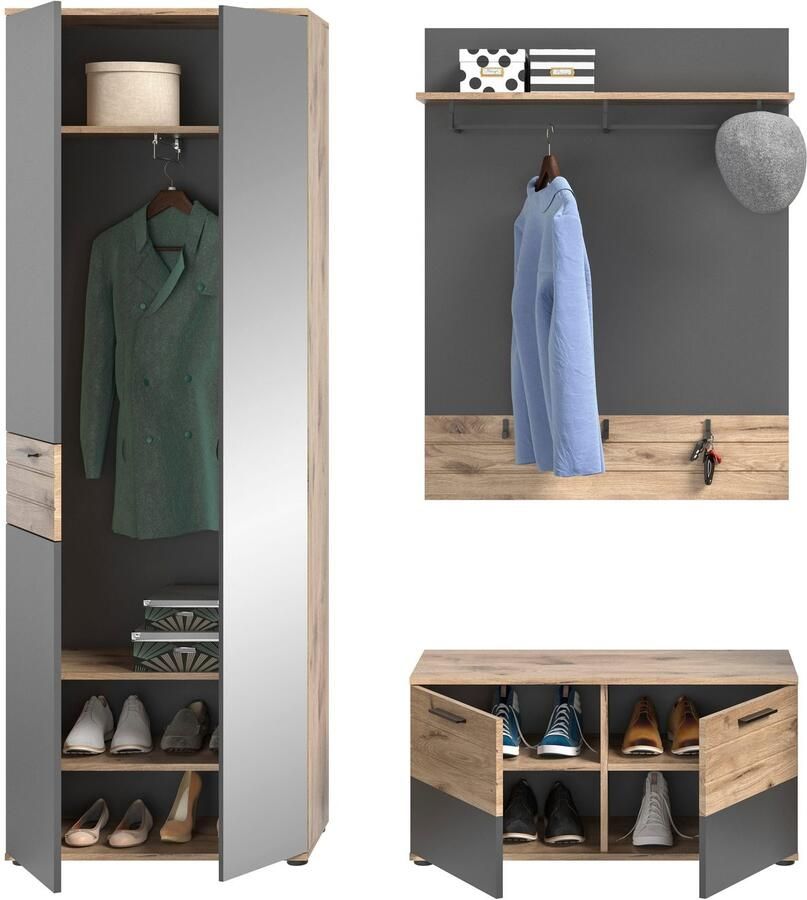 INOSIGN Halmeubelset Riga Breedte 175 cm hoogwaardige groeffrezing 3-delig bestaande uit: (set 3-delig) - Foto 3