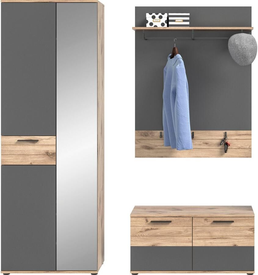 INOSIGN Halmeubelset Riga Breedte 175 cm hoogwaardige groeffrezing 3-delig bestaande uit: (set 3-delig)