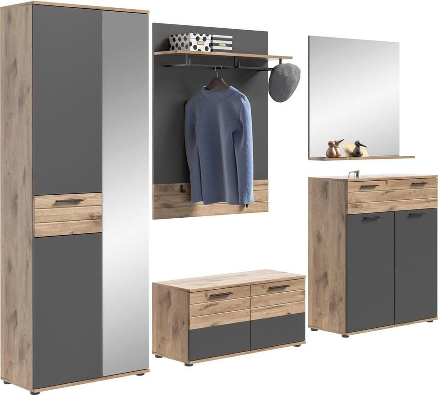 INOSIGN Halmeubelset Riga Breedte 280 cm hoogwaardige groeffrezing 5-delig bestaande uit: (set 5-delig)