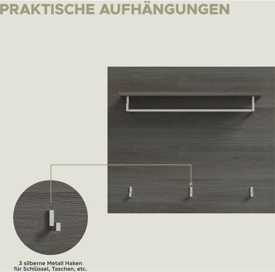 INOSIGN Halmeubelset Rumba 5-delig Breedte 250 cm Hoogglans Front bestaand uit: Garderobekast schoenenbank garderobepaneel schoenenkast spiegel (5 stuks) - Foto 4
