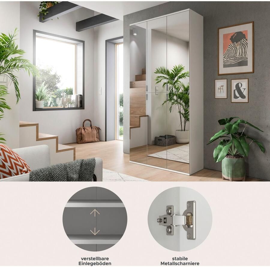 INOSIGN Halmeubelset Trondheim 91 cm bestaande uit 2 Kasten 6 Spiegelduren 15 Vakken (set 2-delig) - Foto 4