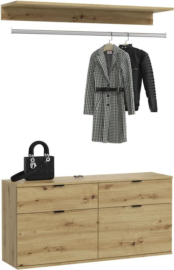 INOSIGN Halmeubelset Trondheim Breedte 121 cm bestaande uit Commode Kledingstang & Plank (3-delig) - Foto 6