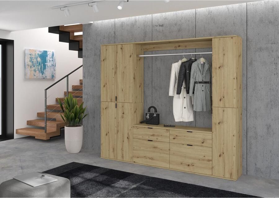 INOSIGN Halmeubelset Trondheim Breedte 121 cm bestaande uit Commode Kledingstang & Plank (3-delig) - Foto 2